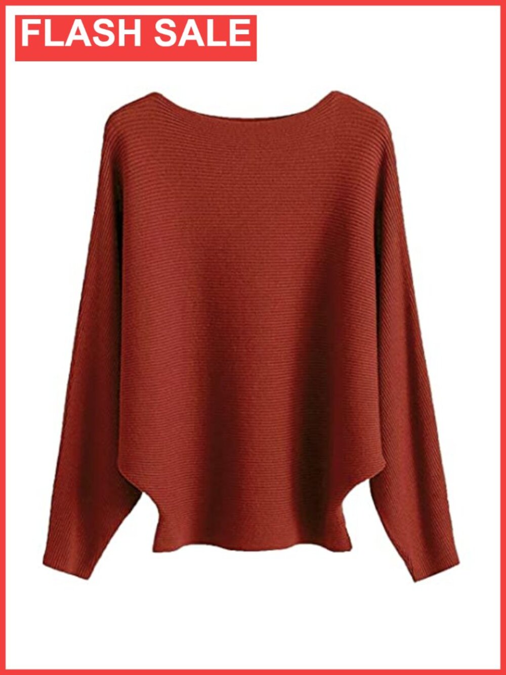 Ribbed Knit Oversized Dolman Batwing Sweater Boat Neck Pullover